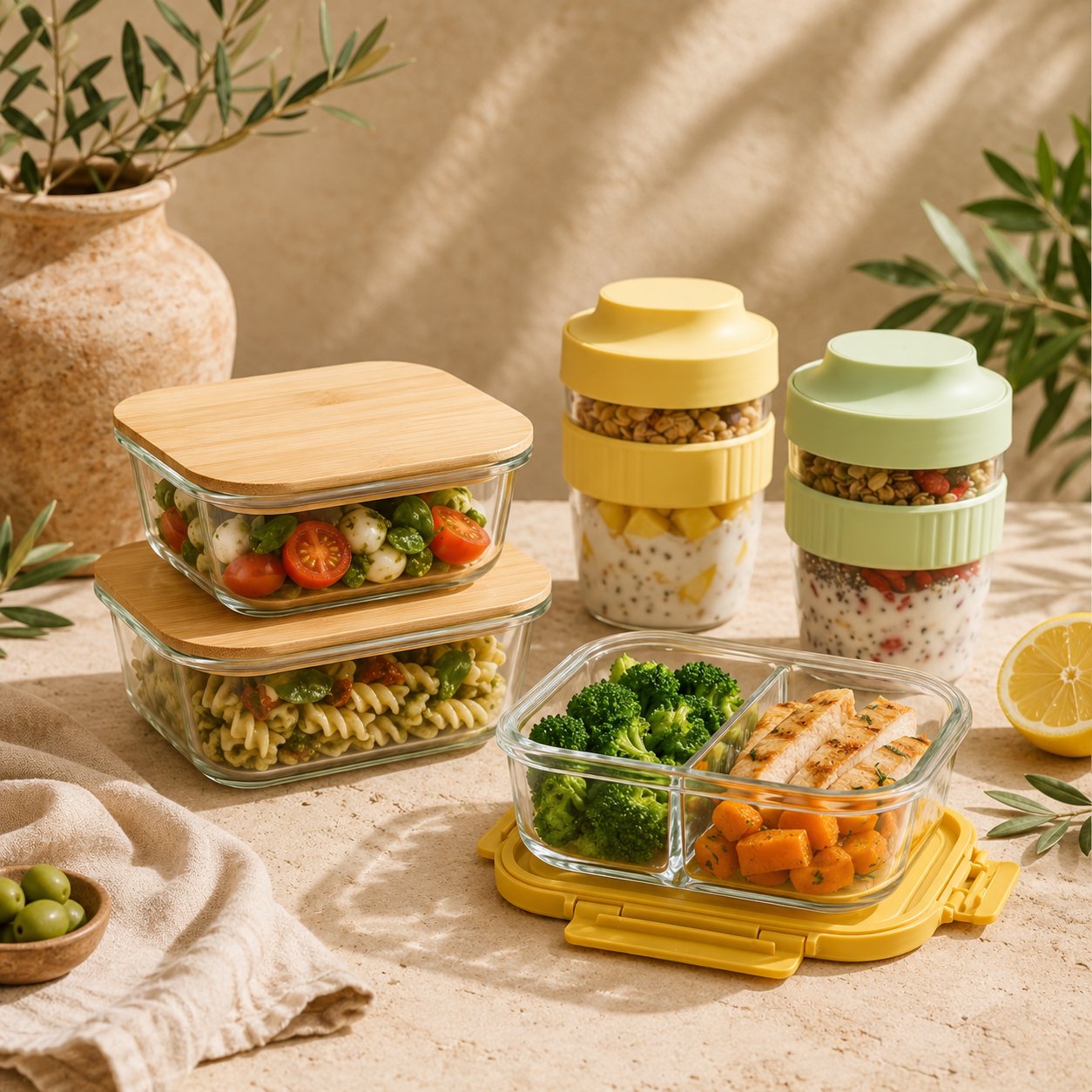 Lunch box en verre écologique avec boîtes repas réutilisables