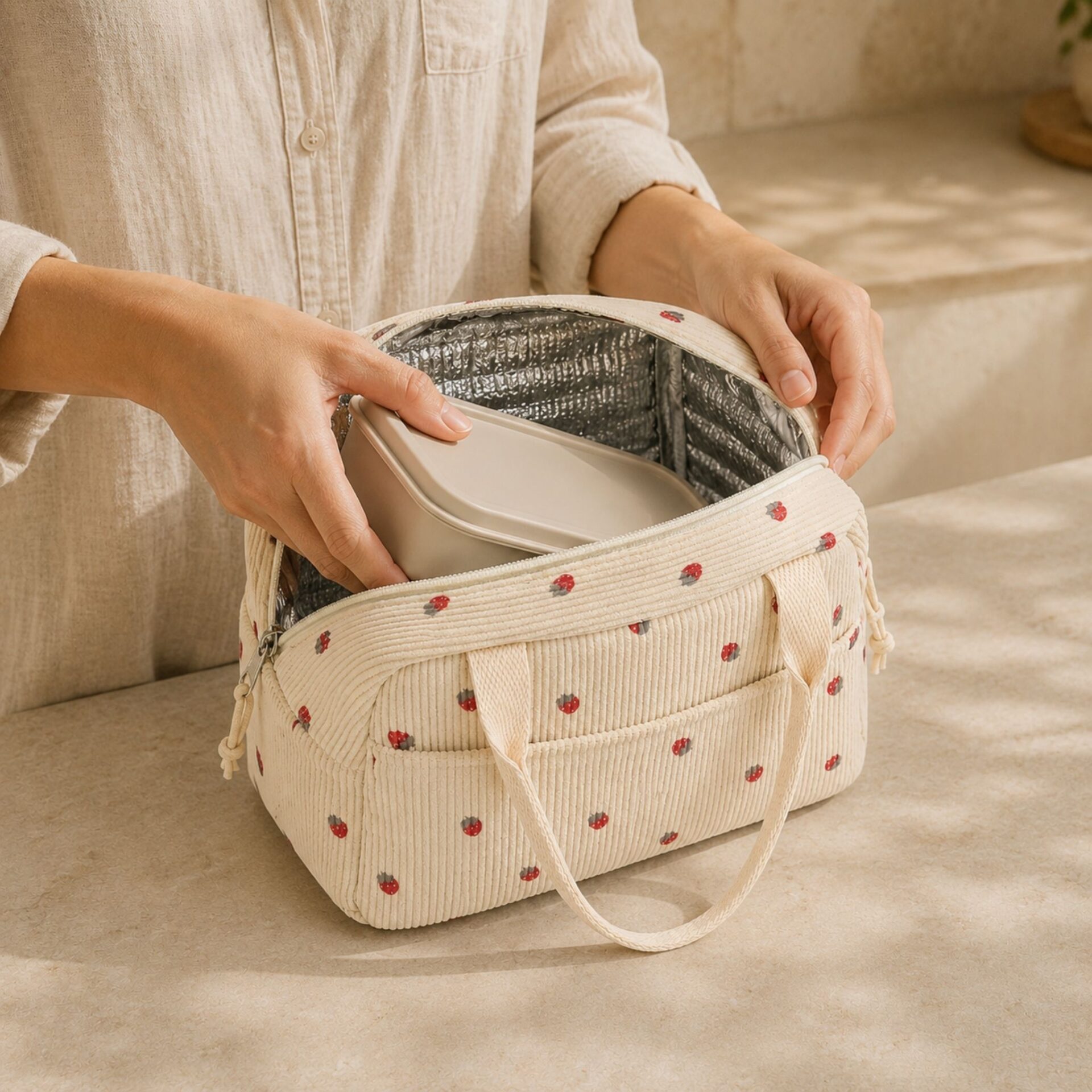 Petit sac isotherme – Sac repas compact zippé – Image 3
