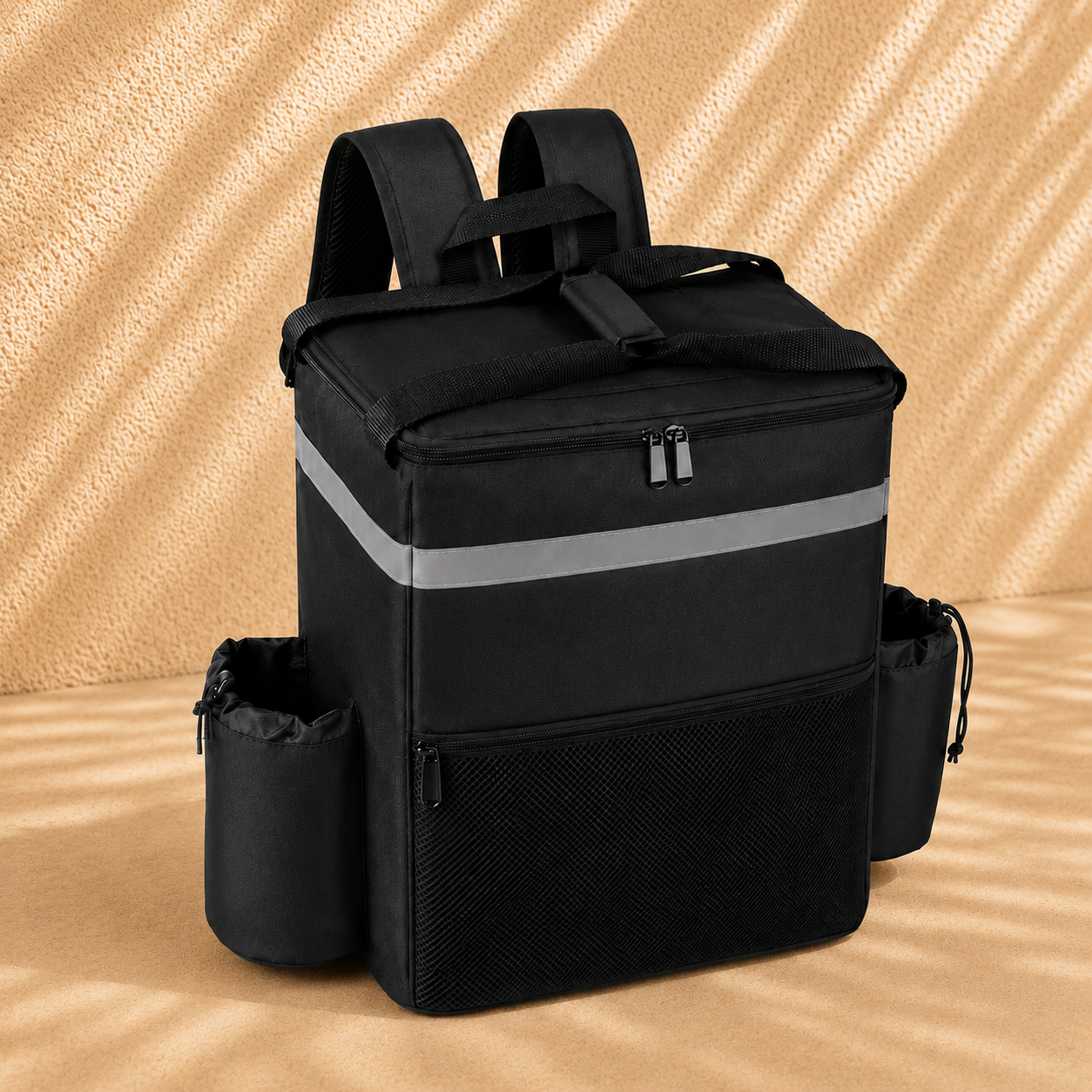 Sac à dos isotherme 30 L grande capacité noir avec poches latérales