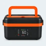Gamelle chauffante batterie noir et orange avec poignée et écran numérique