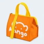 Petit sac isotherme repas orange avec deux poignées jaunes