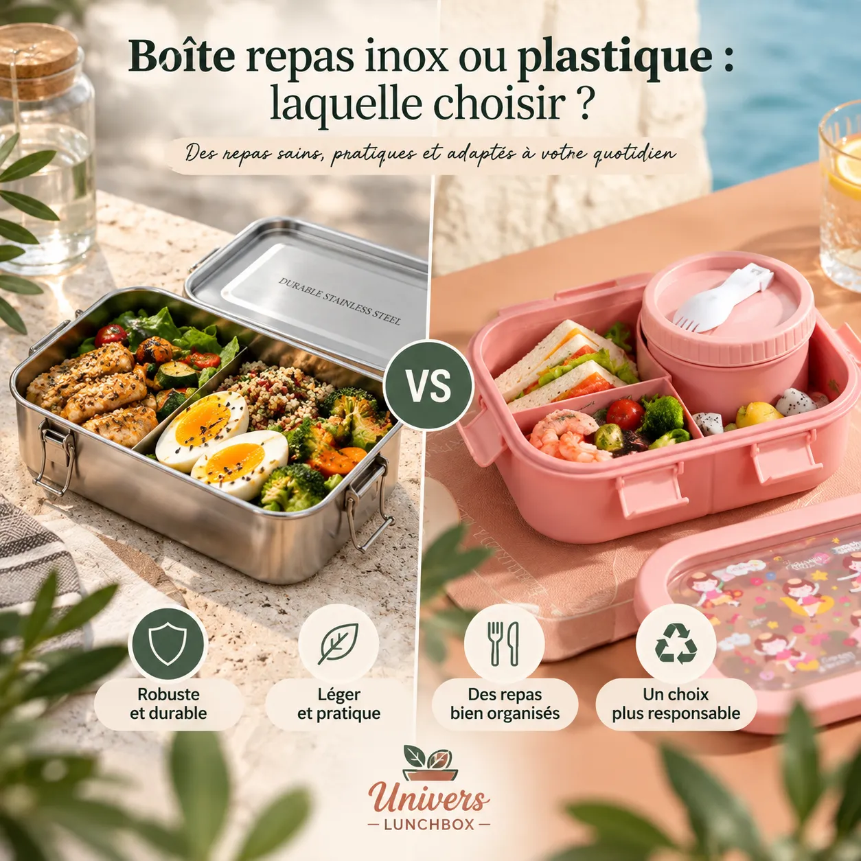 Boîte repas inox ou plastique pour le déjeuner