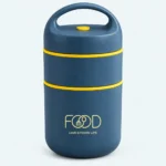Boîte repas isotherme inox 2 étages bleu nuit