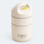 Couvercle à poignée et étages de la boîte repas isotherme inox 2 étages