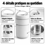 4 détails pratiques de la boîte repas isotherme inox 2 étages