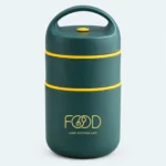 Boîte repas isotherme inox 2 étages vert foncé
