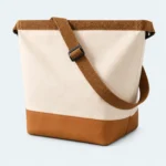 Lunch bag isotherme beige et marron avec bandoulière réglable