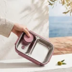 Lunch box inox isotherme 850 ml 2 compartiments, intérieur en acier inoxydable