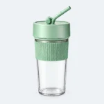 Mini blender portable USB 6 lames vert, avec paille et dragonne