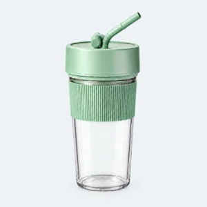 Mini blender portable USB 6 lames vert, avec paille et dragonne