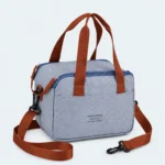 Petit sac isotherme repas gris avec anses et bandoulière