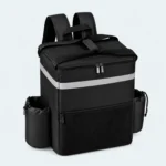 Sac à dos isotherme noir 30 L avec bande réfléchissante et porte-bouteilles latéraux