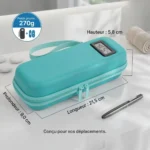 Dimensions du sac isotherme médicaments turquoise : environ 21,5 × 9 × 5,8 cm