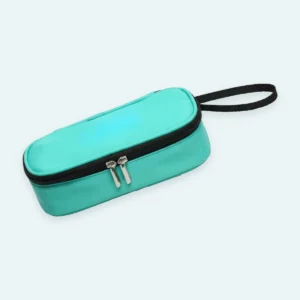 Sac isotherme médicaments turquoise, trousse compacte pour insuline avec double zip et dragonne noire