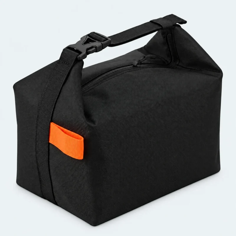 Sac isotherme repas pliable noir avec poignée à boucle